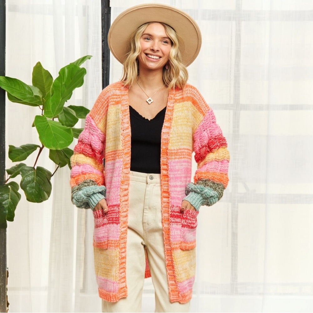 Multi Color Stripe Sweater Cardigan